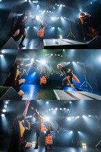 タオルでゴールテープを切る斉藤瞳。