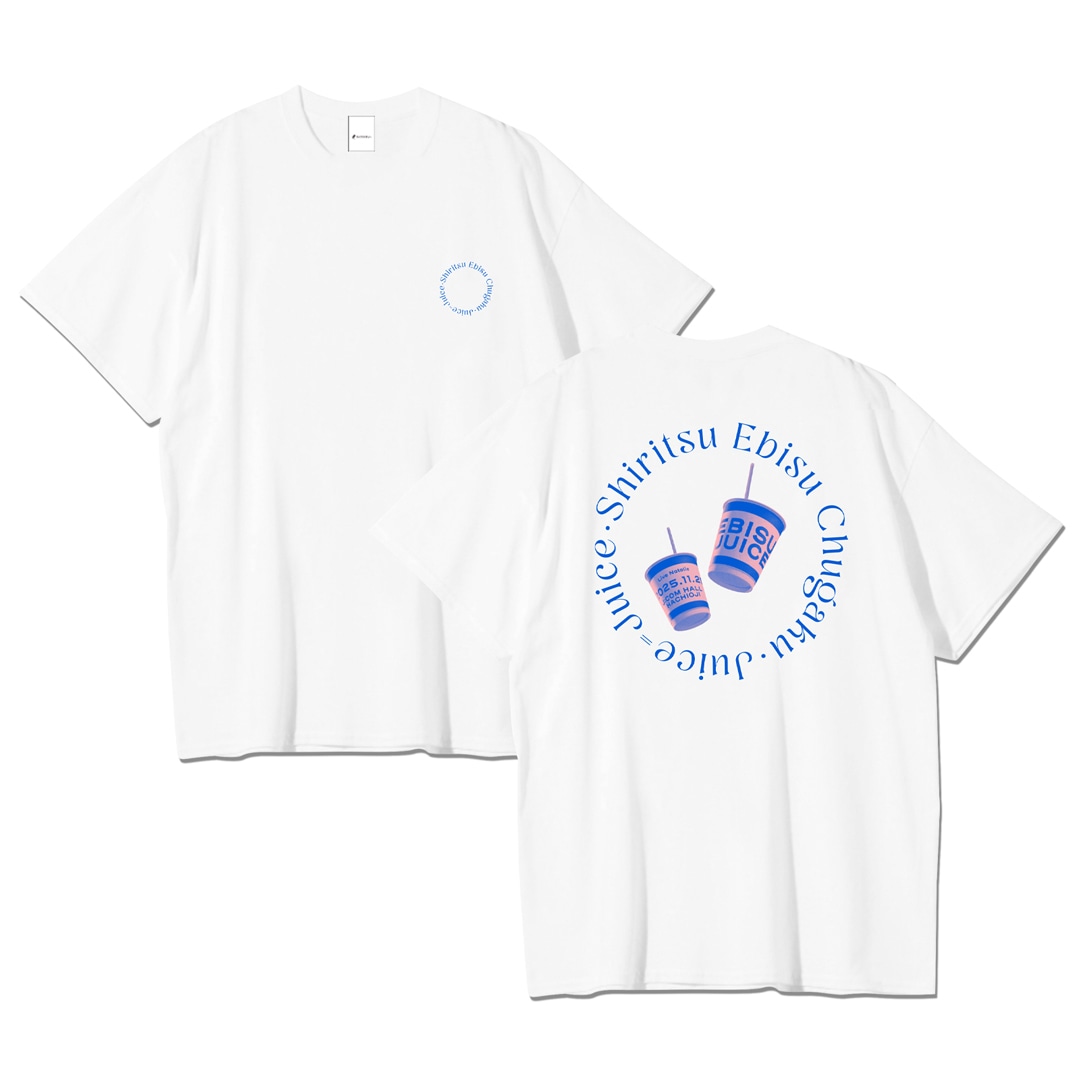 「ライブナタリー “私立恵比寿中学 × Juice=Juice”」オリジナルTシャツのデザイン。
