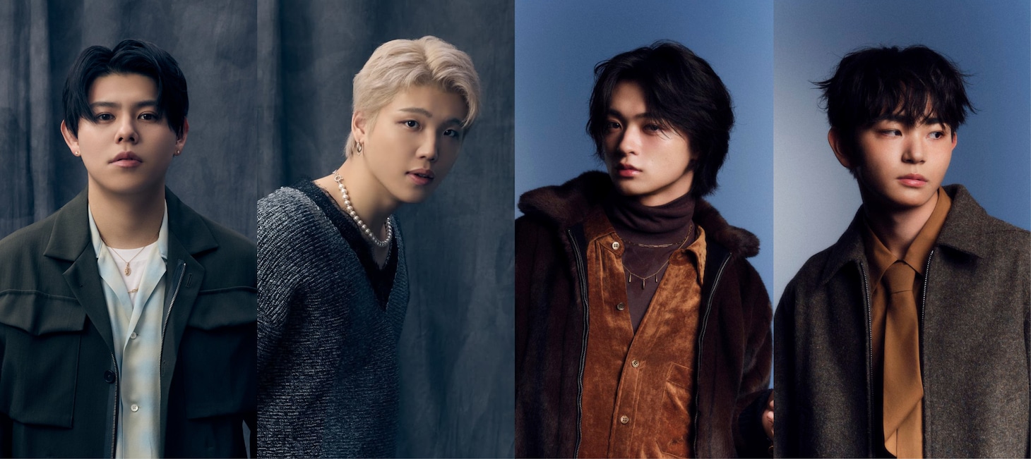 左からLEO（BE:FIRST） 、SHUNTO（BE:FIRST）、RUI（STARGLOW）、TAIKI（STARGLOW）。