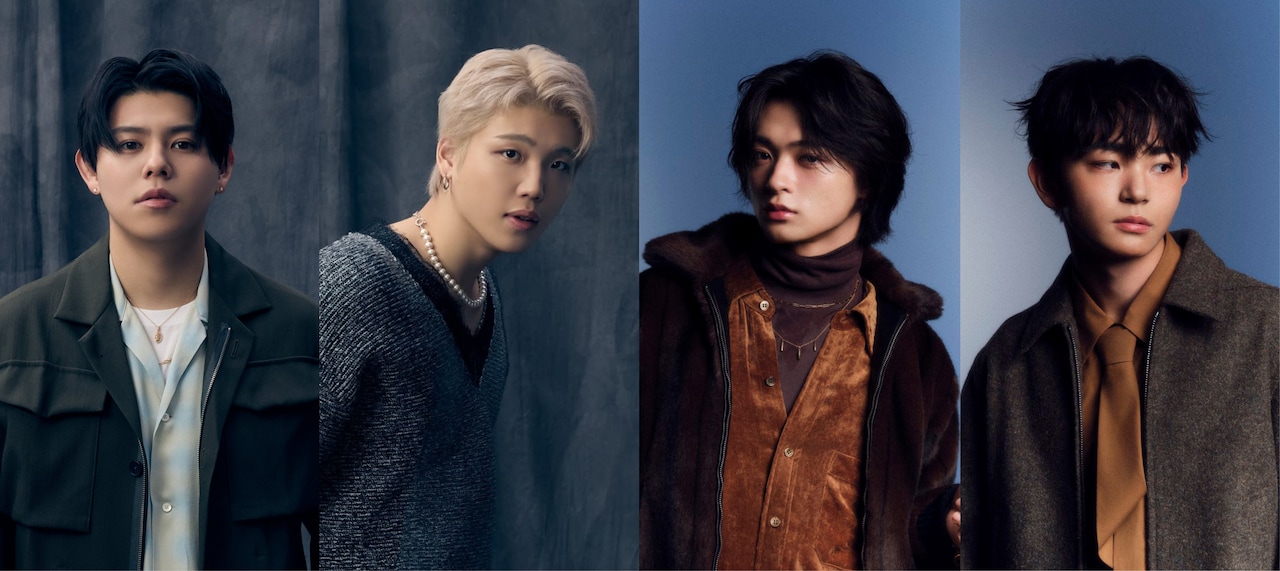 左からLEO（BE:FIRST） 、SHUNTO（BE:FIRST）、RUI（STARGLOW）、TAIKI（STARGLOW）。