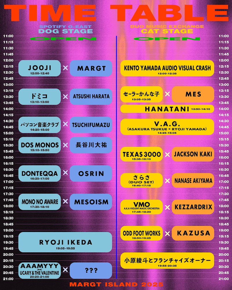 「Margt ISLAND 2025」タイムテーブル