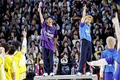 準備体操の様子。