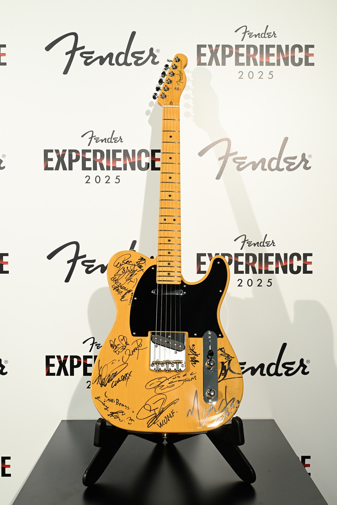 アーティストのサインが入ったFenderテレキャスター。
