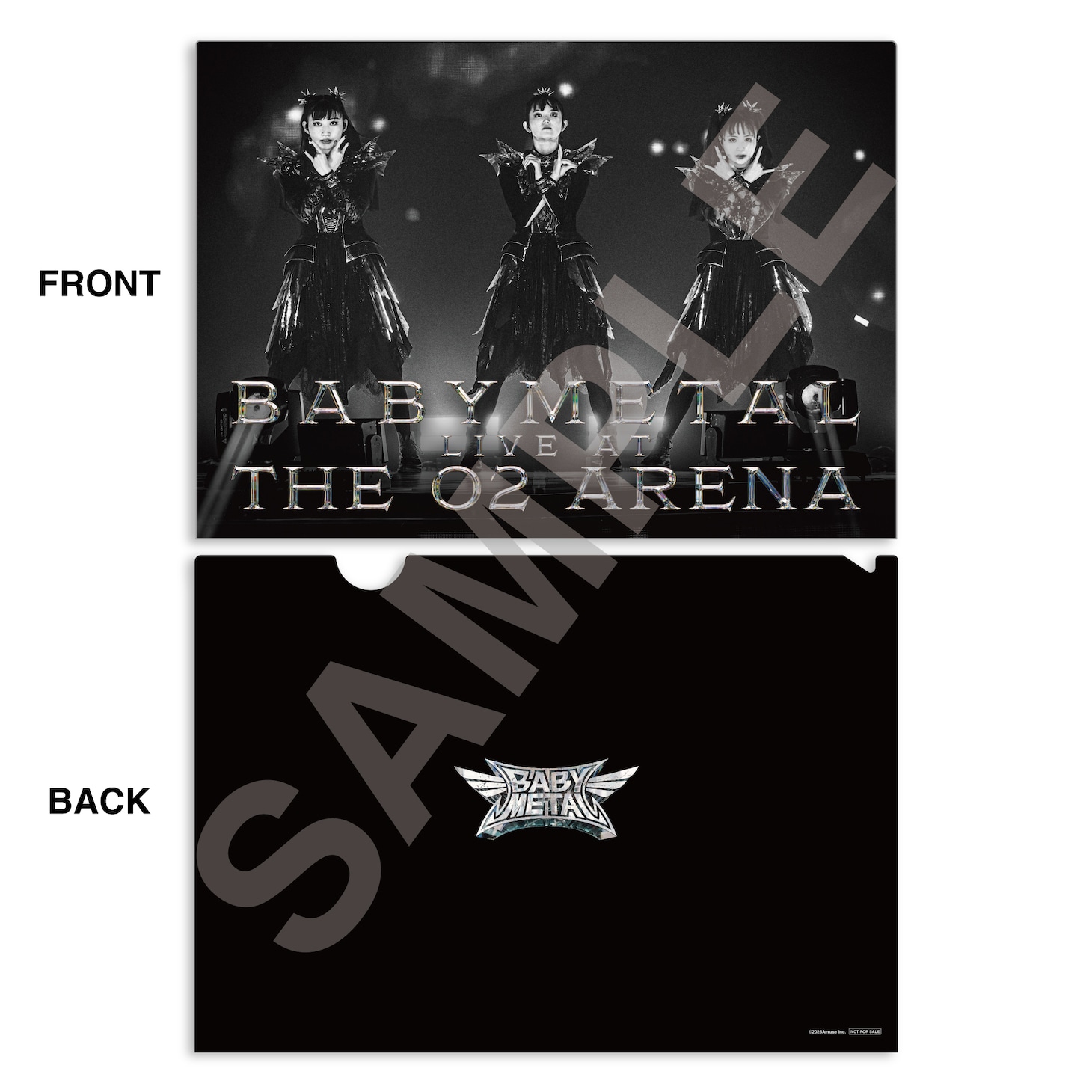ライブBlu-ray / DVD「BABYMETAL - LIVE AT THE O2 ARENA」特典クリアファイルのサンプル画像。