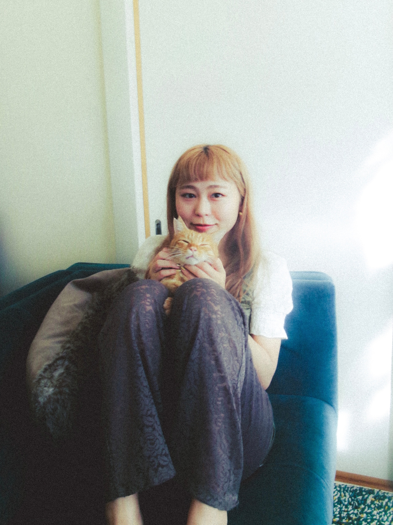 原田美桜（猫戦）と愛猫。