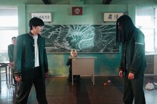 映画「WIND BREAKER／ウィンドブレイカー」に出演している水上恒司とJUNON（BE:FIRST）。