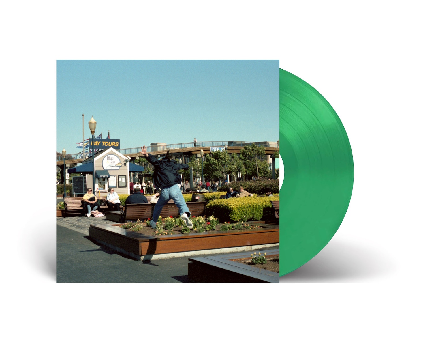 サニーデイ・サービス「サニービート」アナログ盤ジャケットと“サニーグリーンVinyl仕様”の盤面。