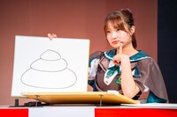 「モンシロチョウがとんでもないところに！ どこに止まっちゃった？」というお題に答える里仲菜月（Task have Fun）。