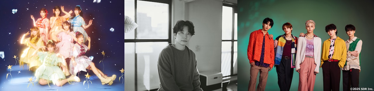 左からFRUITS ZIPPER、星野源、ONE N' ONLY。