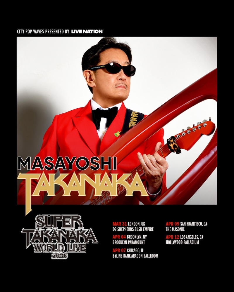 「City Pop Waves: Masayoshi Takanaka SUPER TAKANAKA WORLD LIVE 2026 presented by Live Nation」告知画像