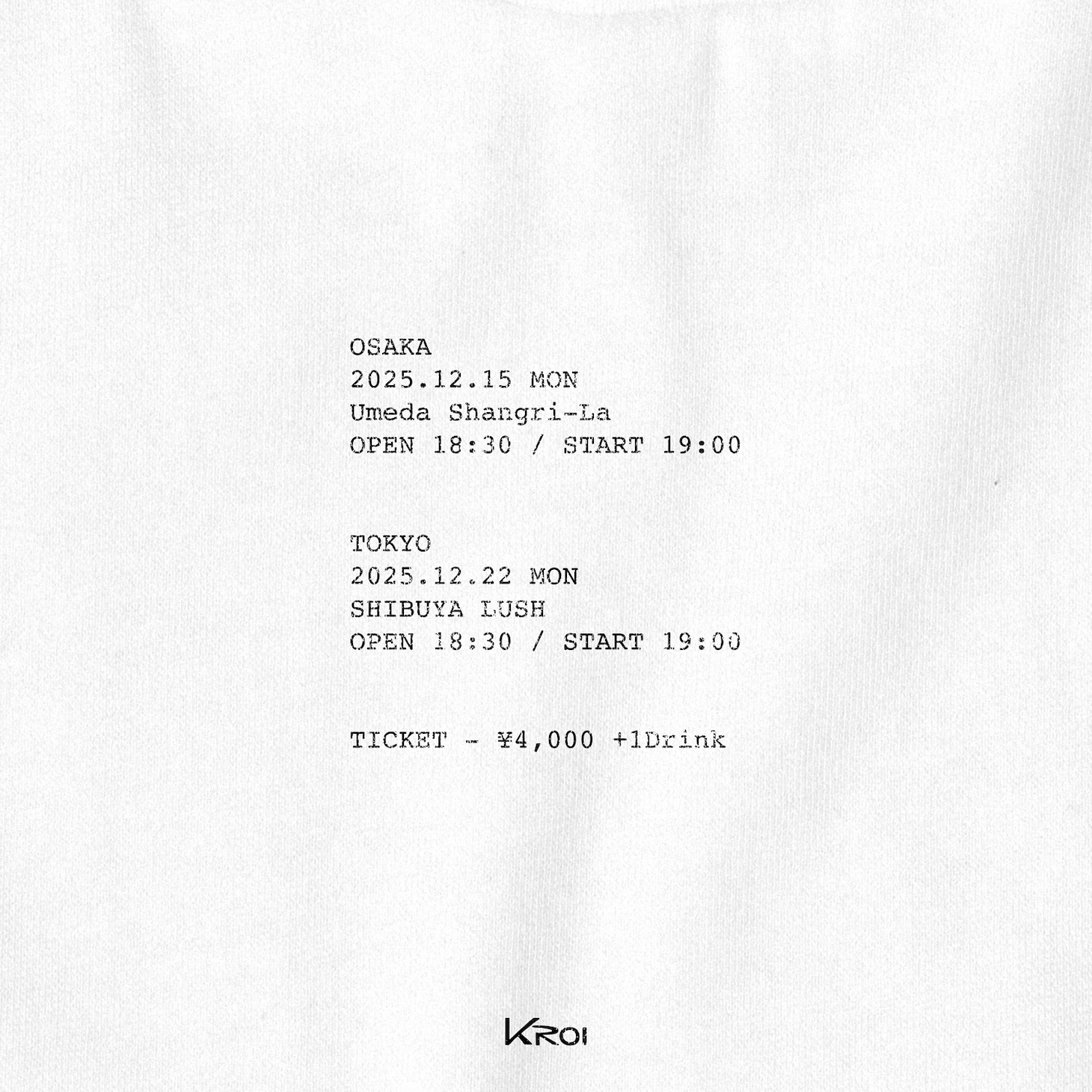 「Kroi Live - XXXX」告知画像