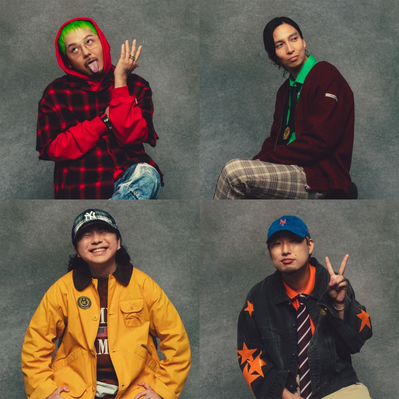 梅田サイファー。左上から時計回りにテークエム、peko、KennyDoes