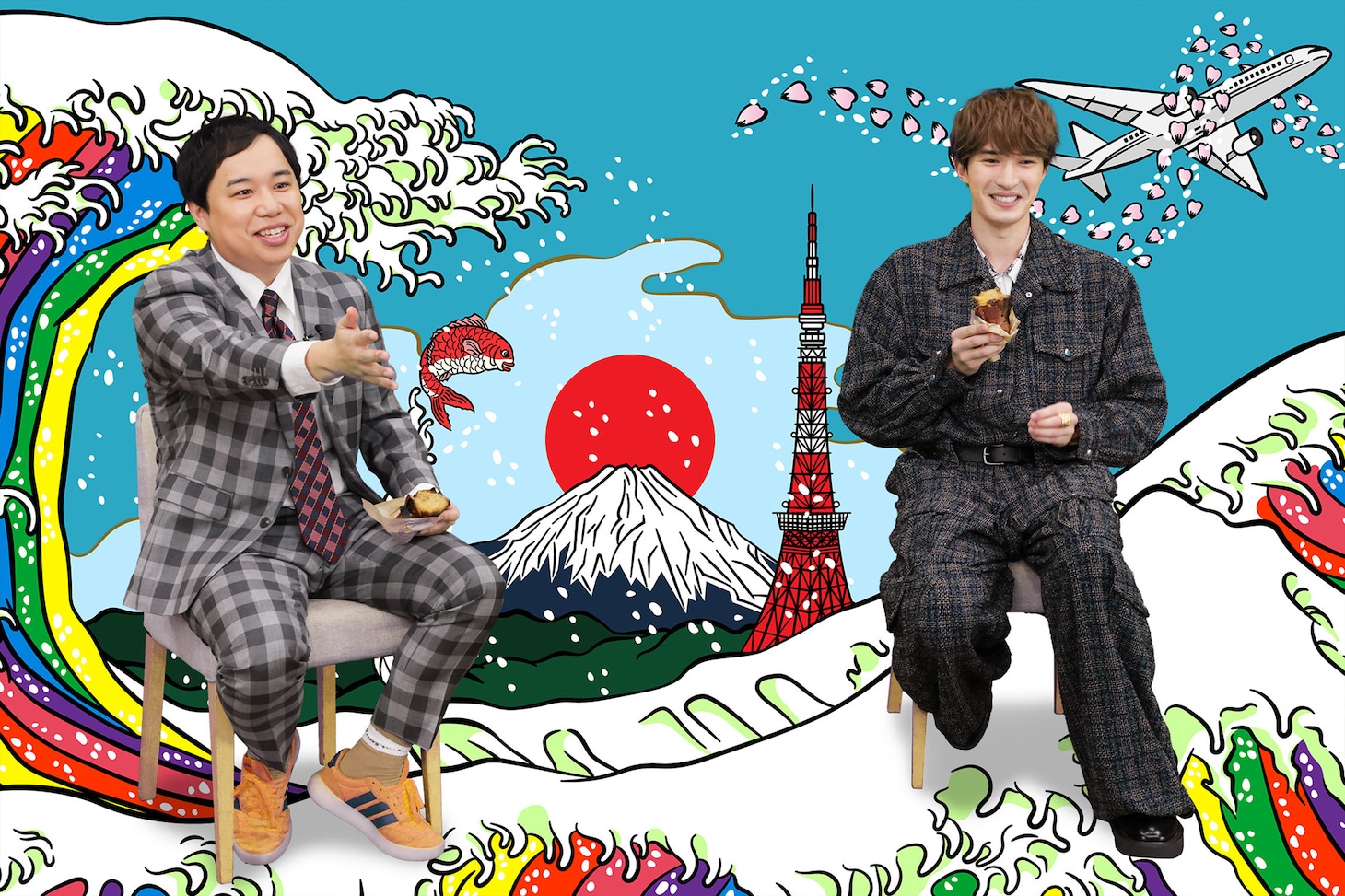 左からジェシー（SixTONES）、せいや（霜降り明星）。©テレビ東京