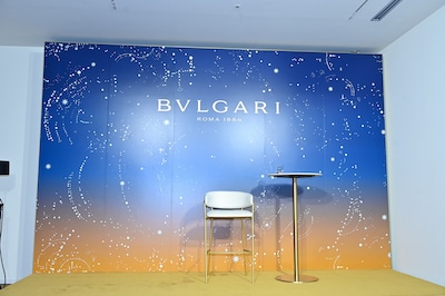 ブルガリのアンバサダー就任記者発表会のステージ。