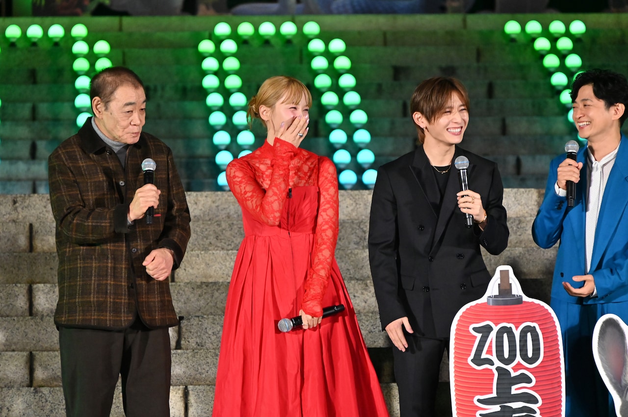 左から柄本明、Dream Ami、山田涼介、下野紘。映画「『ズートピア2』ZOOJOJI大ヒット祈願イベント」より。