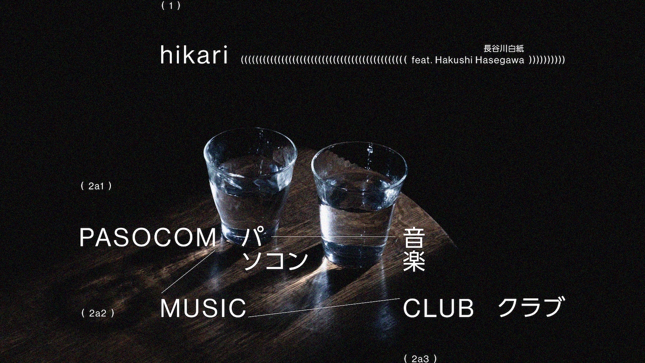 パソコン音楽クラブ「hikari（feat. 長谷川白紙）」ミュージックビデオのサムネイル。