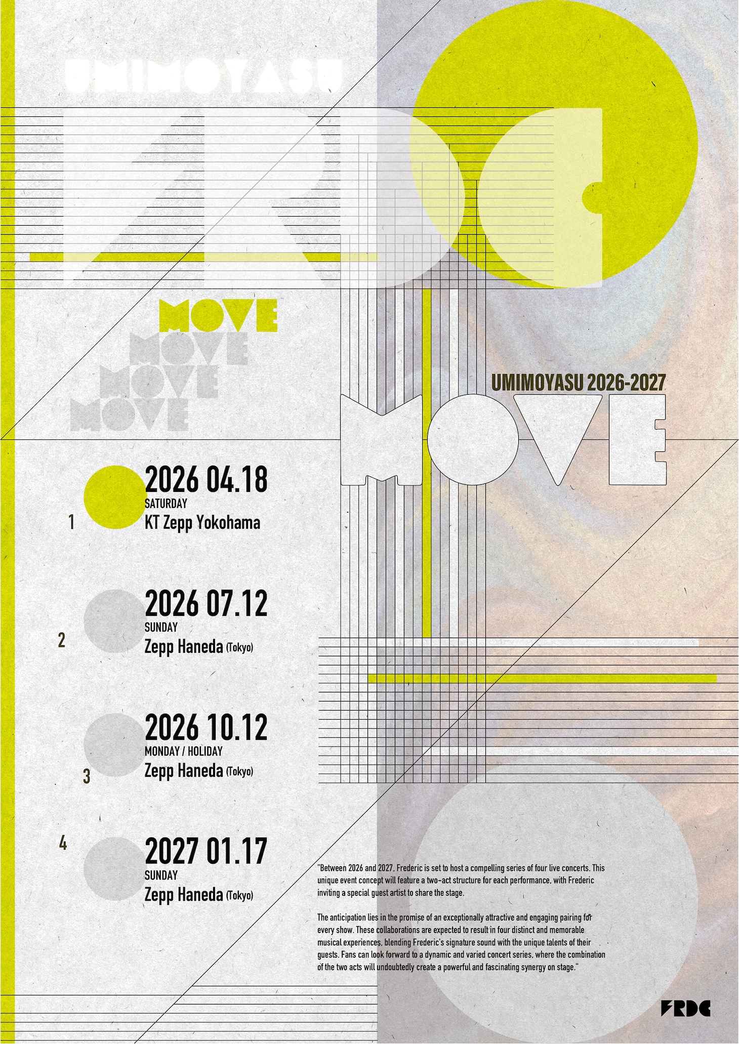 フレデリック「UMIMOYASU 2026-2027 MOVE」フライヤー