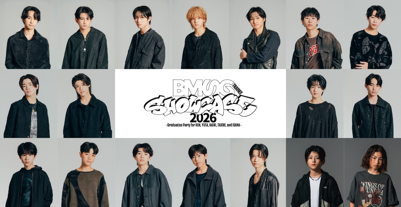 「BMSG TRAINEE SHOWCASE 2026 ～ Graduation Party for REN, YUTA, RAIKI, TAICHI, and ISANA ～」告知ビジュアル