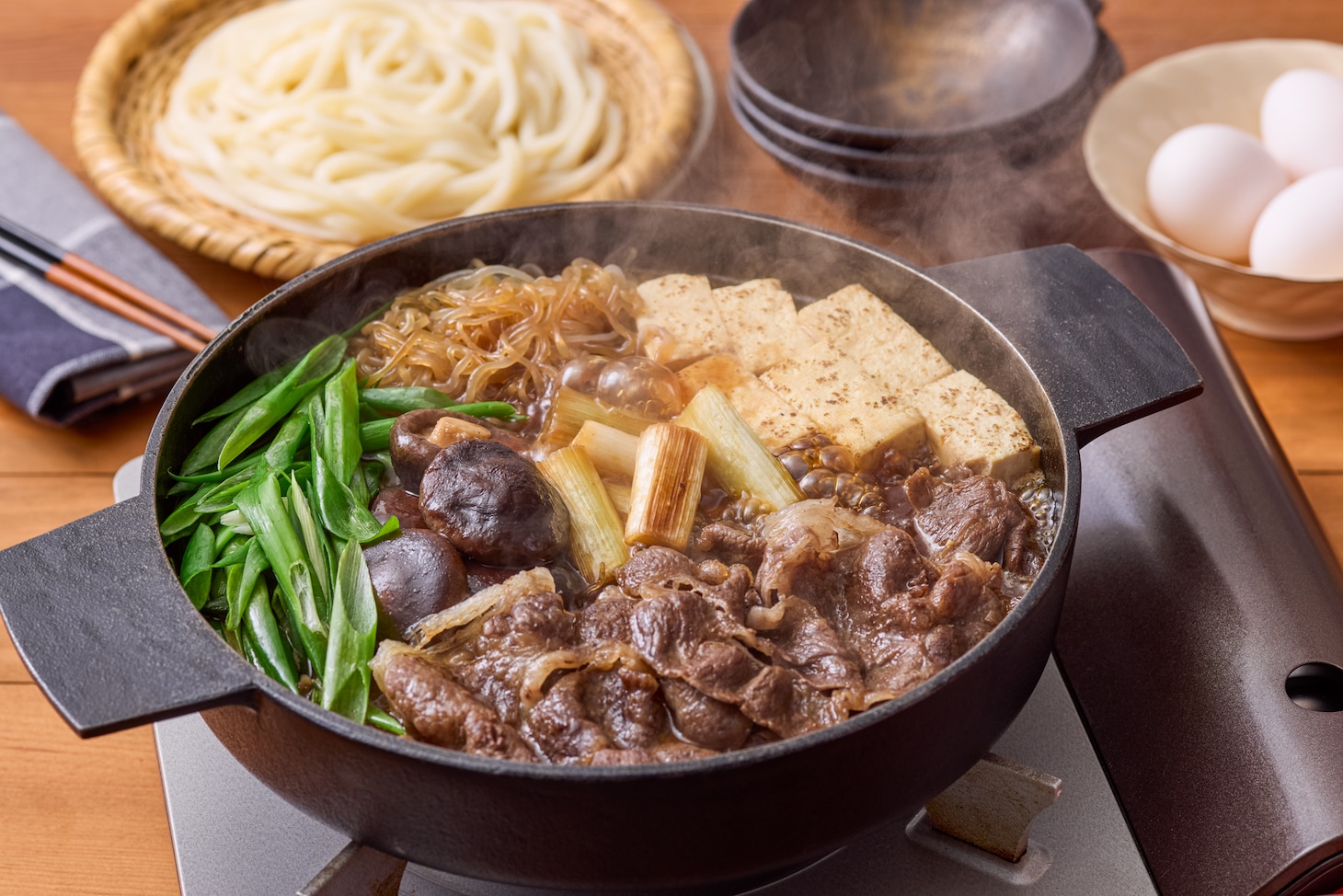 キッコーマン監修の目黒蓮流すき焼き。