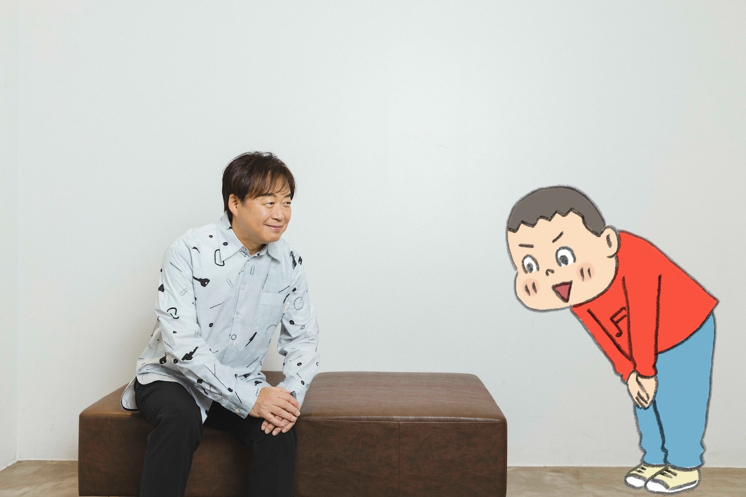 本間さんにお礼するキニナル君。