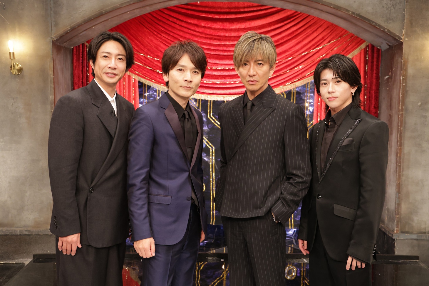 左から相葉雅紀（嵐）、長野博（20th Century）、木村拓哉、末澤誠也（Aぇ! group）。©フジテレビ