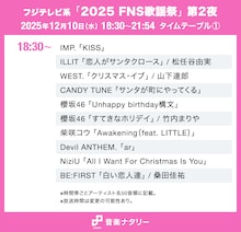 「FNS歌謡祭」第2夜タイムテーブル発表！キンプリ、超特急、timelesz、CANDY TUNE、JO1、aikoらの出演時間や歌唱曲は