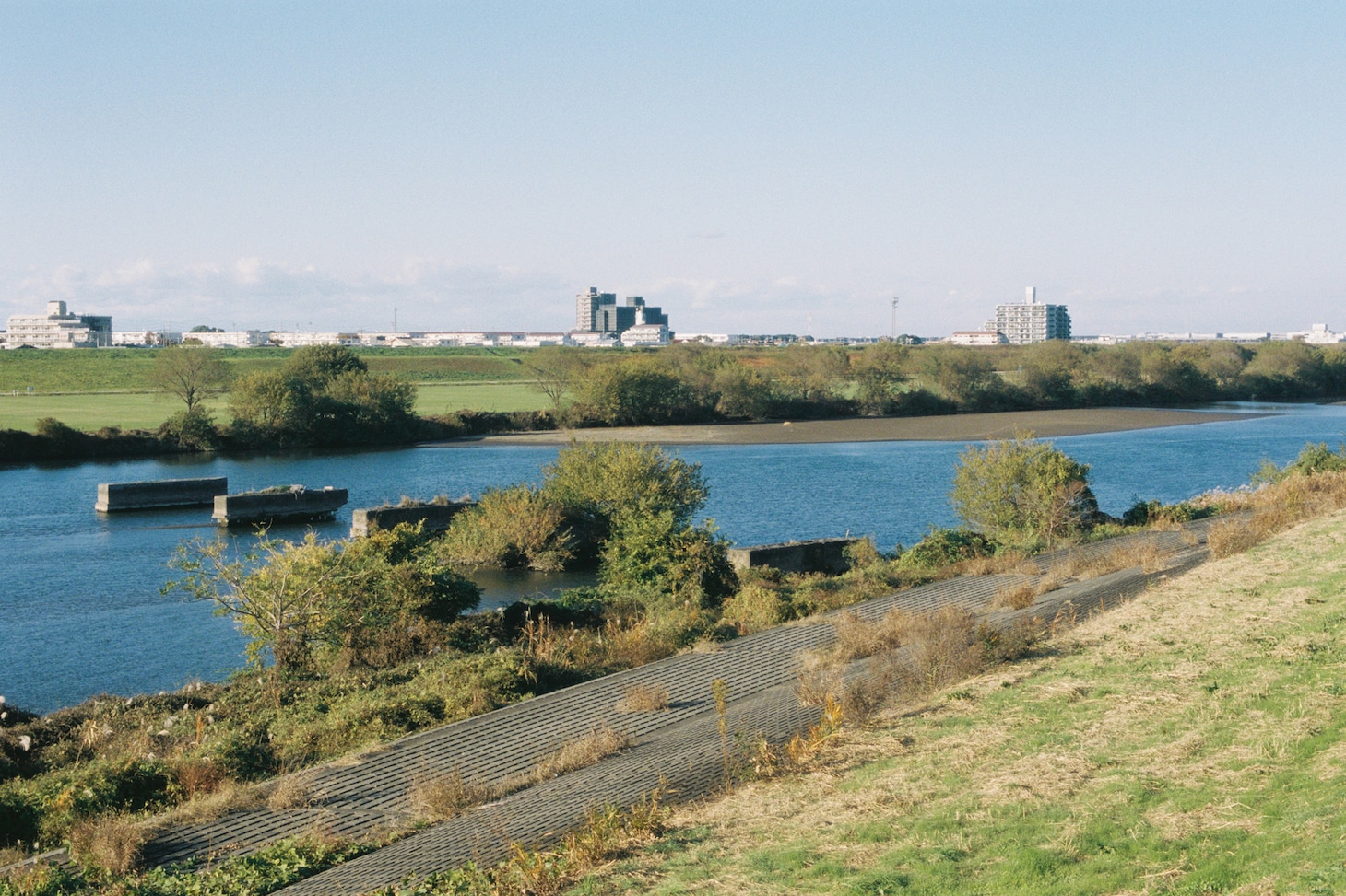 本人曰く「おそらくこのあたり」という、「Edo River」MVのロケ地。川の向こう側の建物がMVに映り込んでいる。