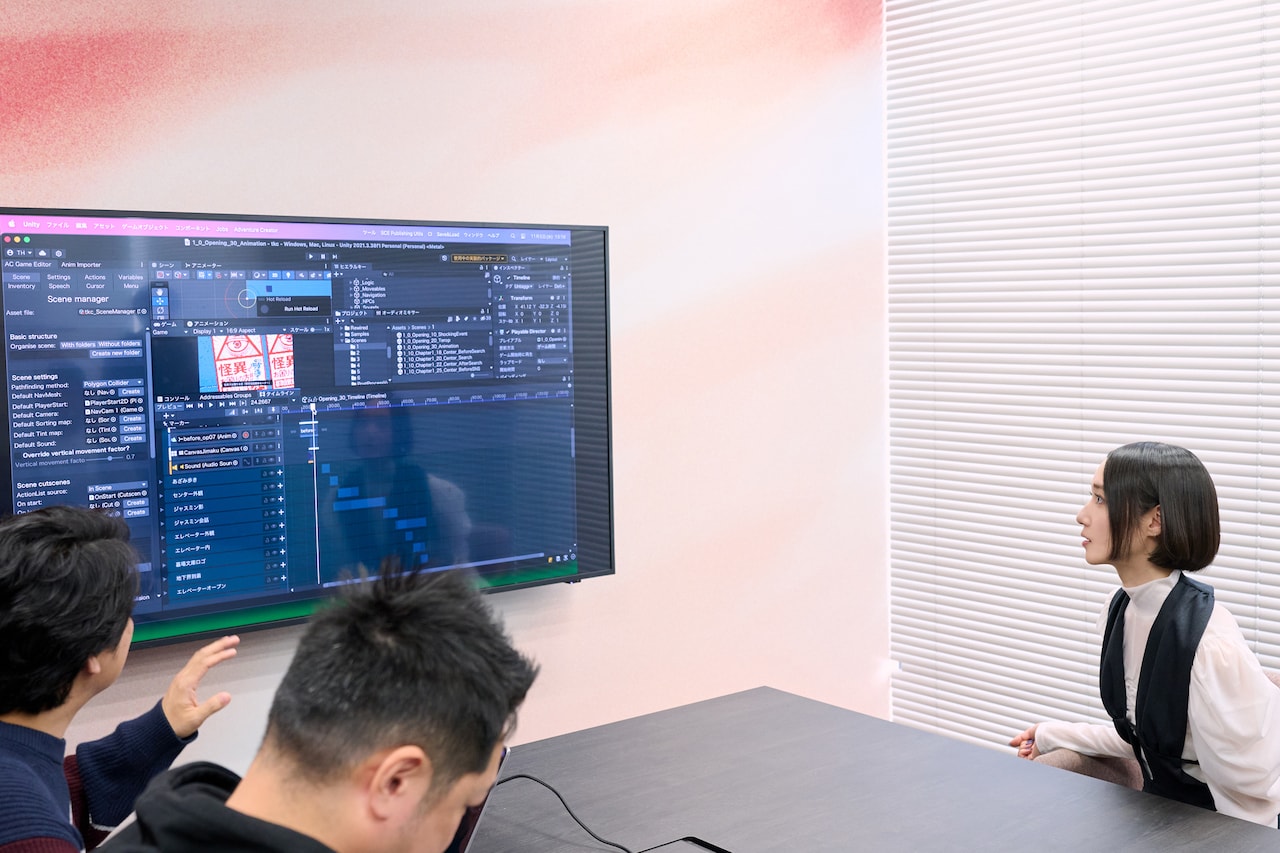 オープニングムービーの開発画面。右下にあるのが「タイムライン」です。