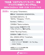 本日放送「CDTVライブ！ライブ！」クリスマス4時間特番のタイムテーブル発表！Snow Manやミセス、timelesz、HANAらの出演時間は