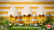 「チキンラーメン」新CM「ひよこちゃんたち誕生 篇」より。