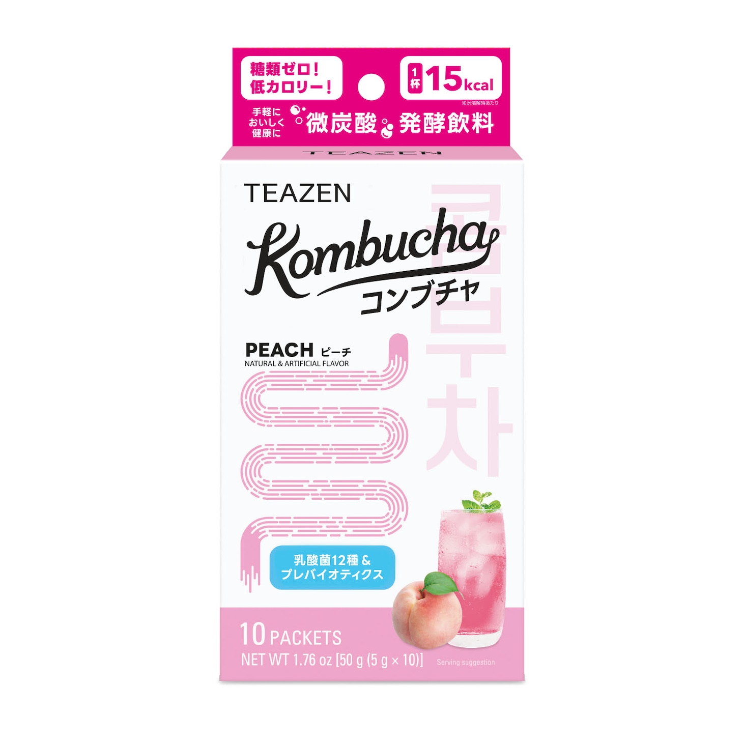 「TEAZEN コンブチャ」ピーチ味