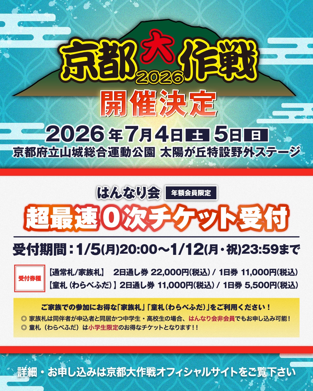「京都大作戦 2026」のチケット詳細。