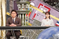 「全力！脱力タイムズ」より。左から橋本直（銀シャリ）、松田好花（日向坂46）。©フジテレビ