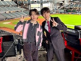 エスコンフィールドを視察した岩橋玄樹と阿部顕嵐。