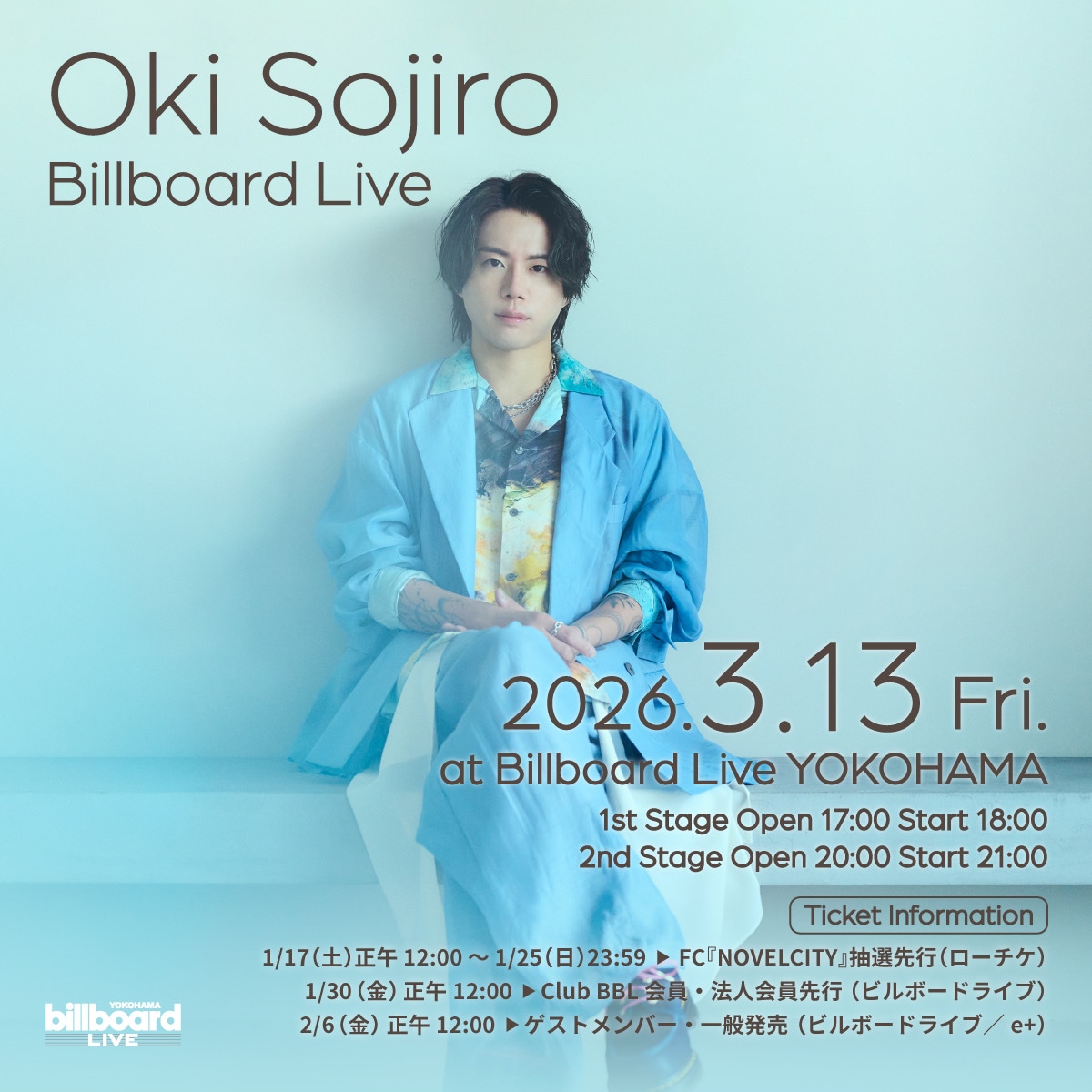 「Oki Sojiro Billboard Live ～GALLERY～」告知ビジュアル