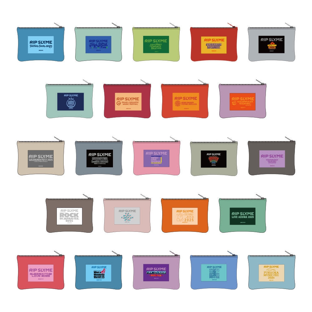 「RIP SLYME DJ幕 ポーチ」全23種のデザイン。