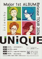 irienchy「irienchy Major 1st ALBUM Release TOUR 2026 "UNiQUE"」の告知ビジュアル。
