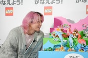 「レゴ®どうぶつシリーズ」を見つめる佐久間大介。