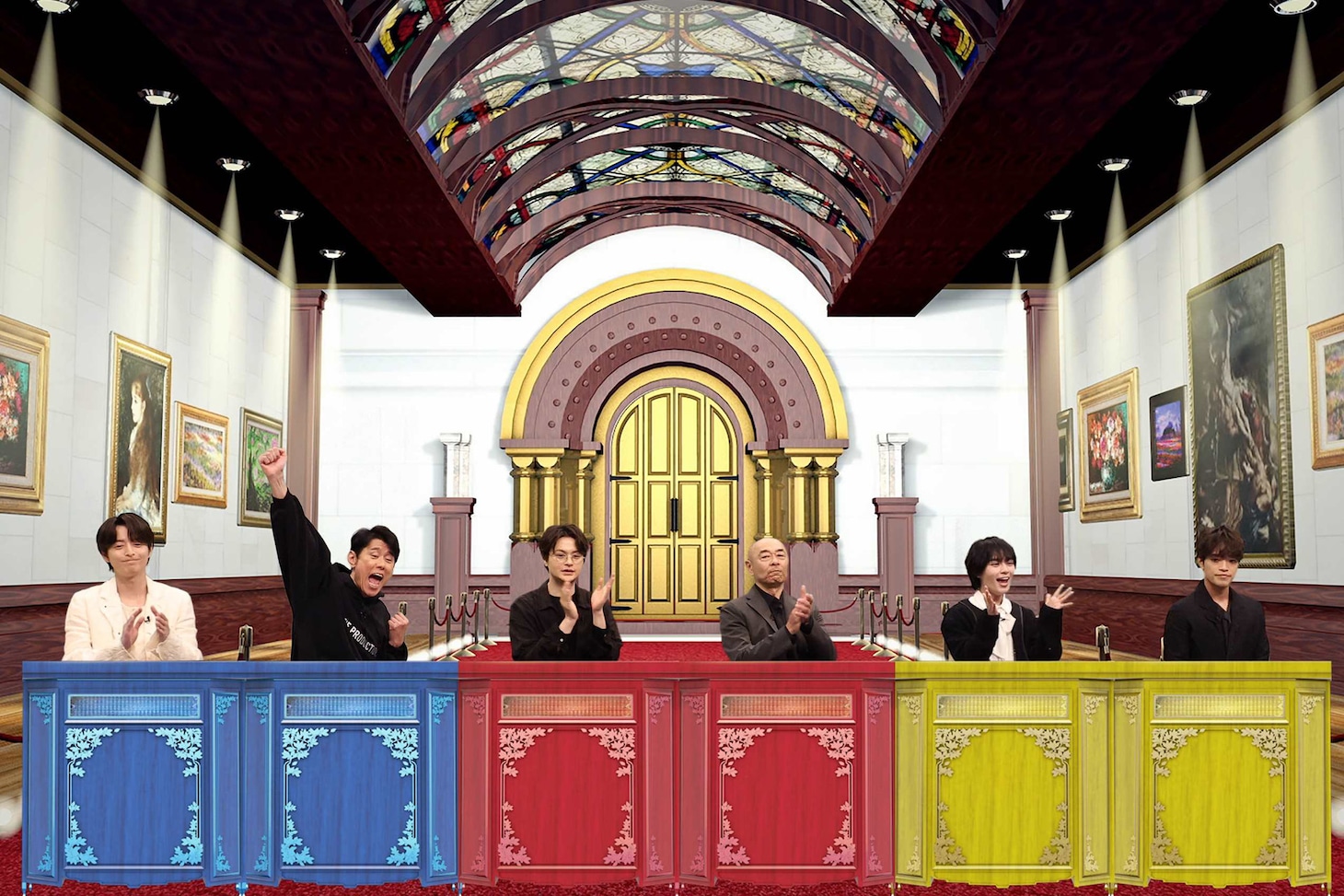 左から小池徹平、原田泰造、瀬戸康史、高橋克実、大西流星、原嘉孝。