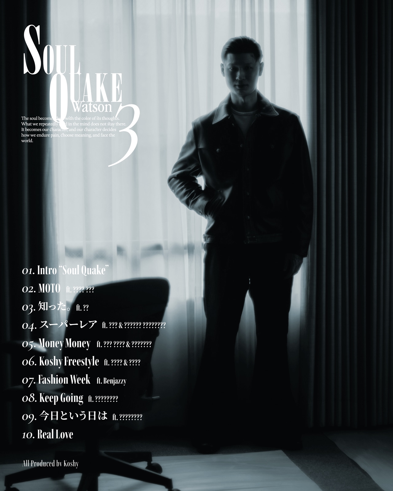 Watsonの新作アルバム「Soul Quake 3」のトラックリスト。