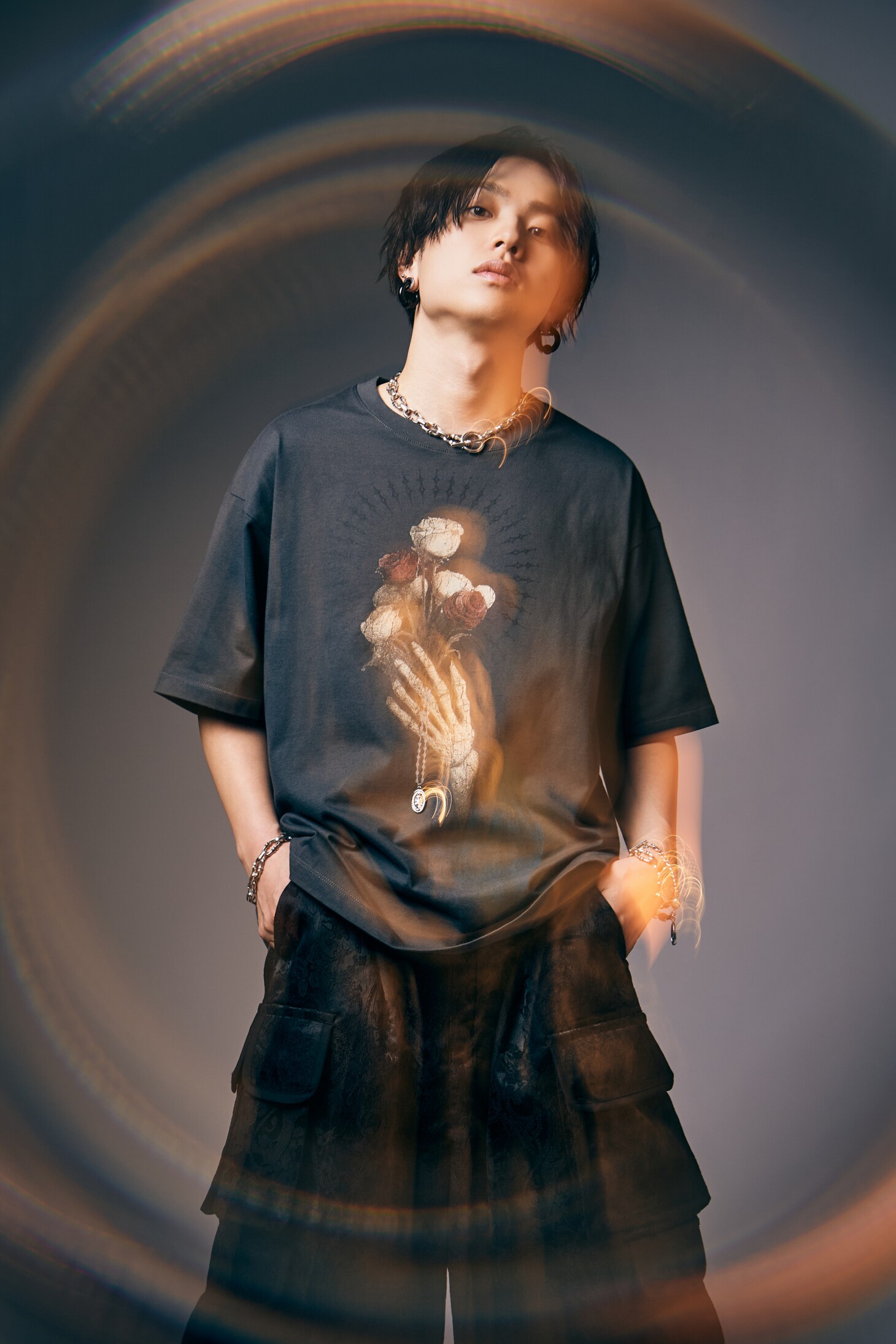 サウシー石原慎也着用　 F-LAGSTUF-F / DAMAGE HOODIE Saucy Dog石原慎也がファッションモデルに、glamb夏コレクションの