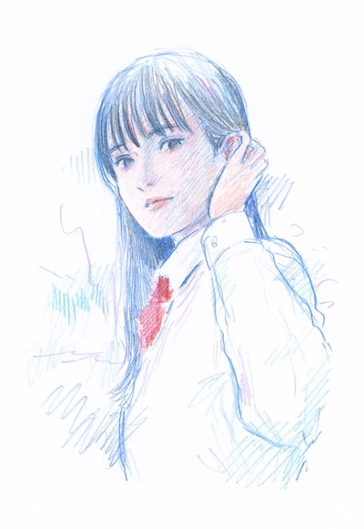 井頭愛海が演じる佐伯奈々子（さえきななこ）を押見修造が描き下ろしたイラスト。©「惡の華」製作委員会2026 ©押見修造／講談社