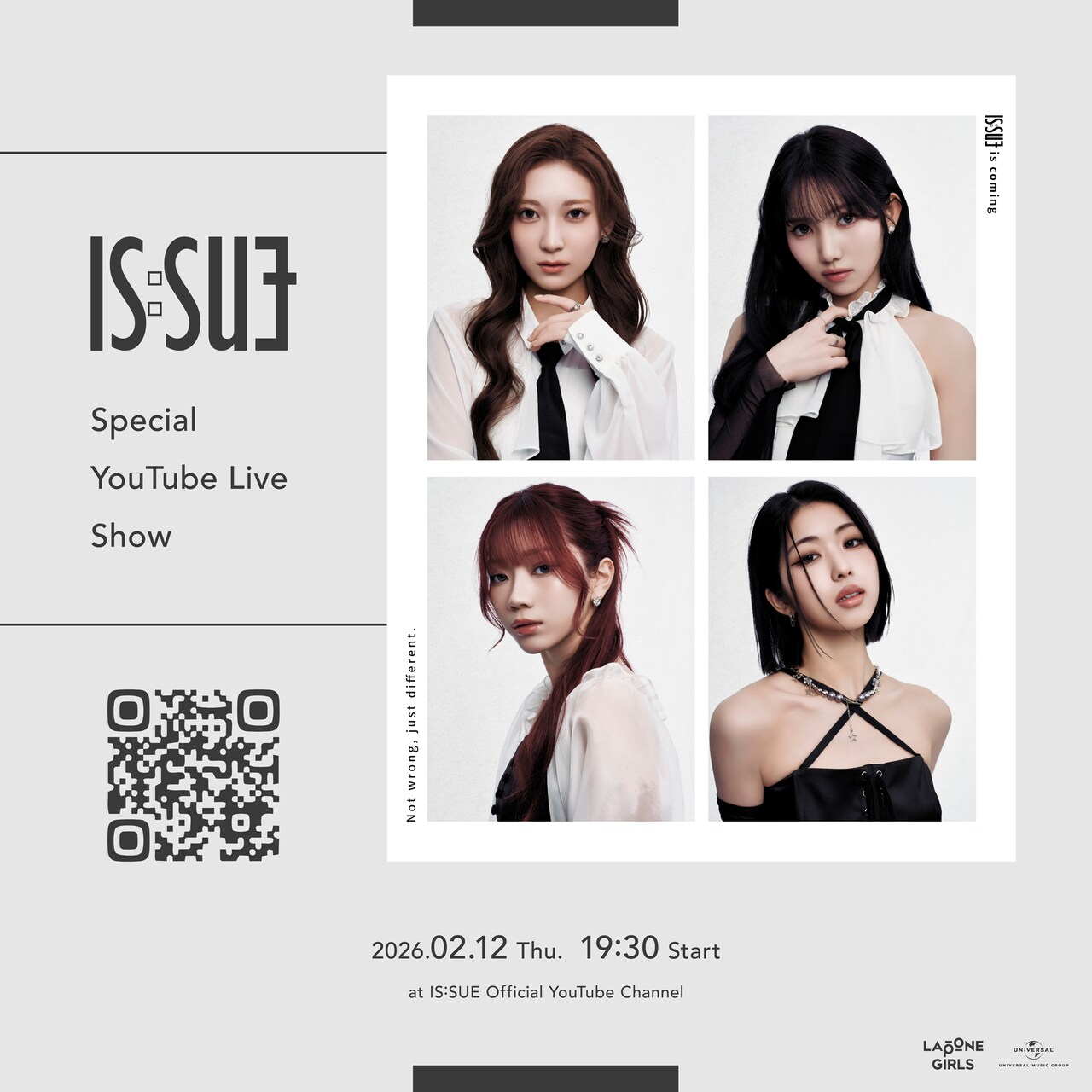 IS:SUE。左上から時計回りにRIN、NANO、YUUKI、RINO。©︎LAPONE GIRLS