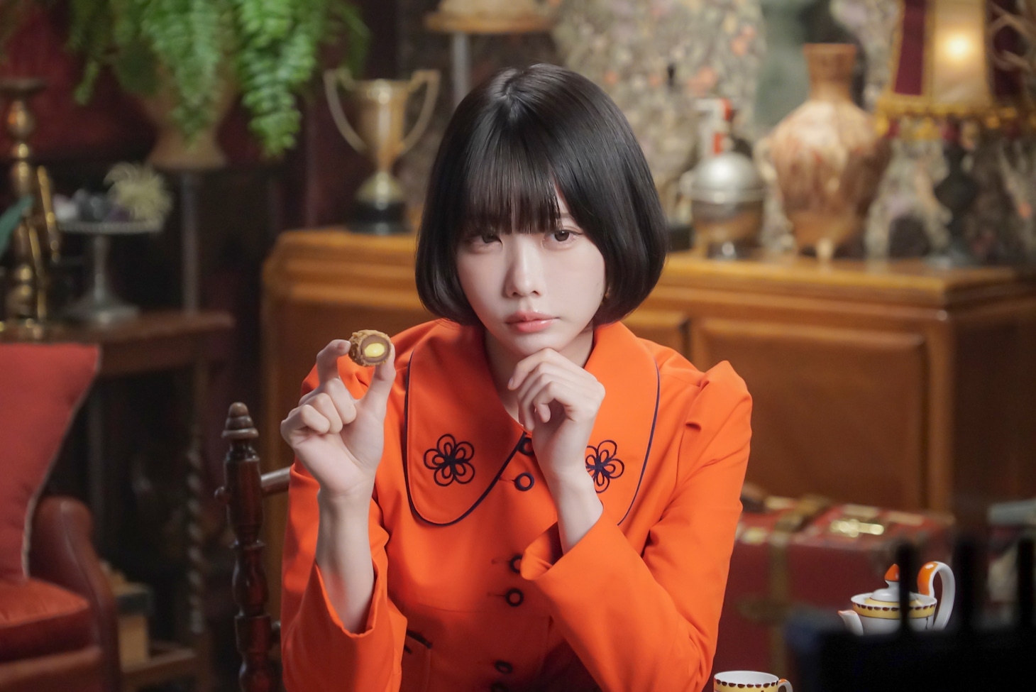 あのが出演するマクドナルドの新テレビCMのメイキングカット。