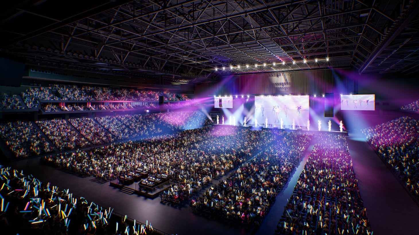 2030年に開業予定の「新秩父宮ラグビー場（仮称）」音楽コンサート利用時のイメージ。