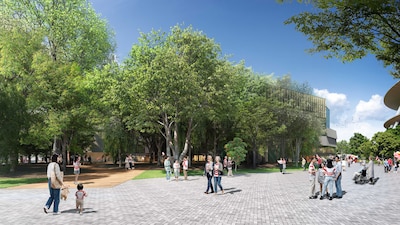 2030年に開業予定の「新秩父宮ラグビー場（仮称）」北東側外観イメージ図。