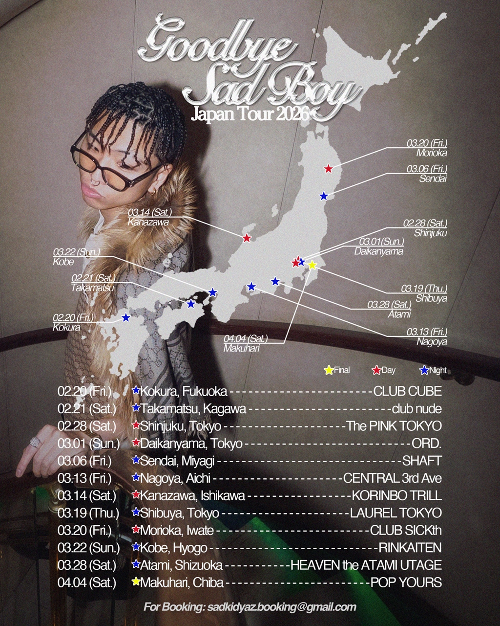 Sad Kid Yaz「Goodbye Sad Boy Japan Tour」フライヤー