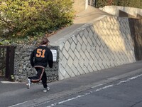 坂を駆け抜けるハナエモンスター（豆柴の大群）。