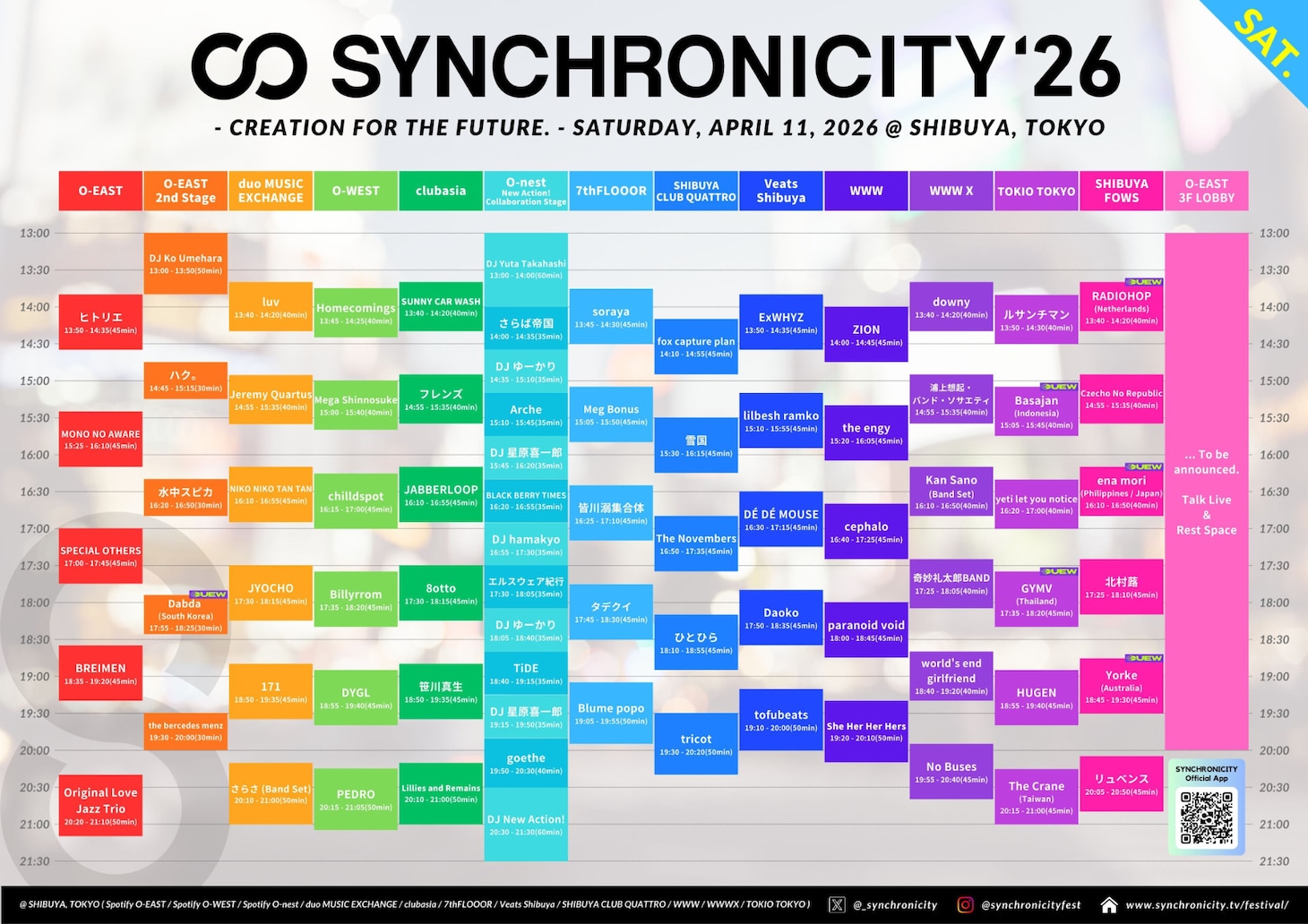 「SYNCHRONICITY'26」1日目のタイムテーブル