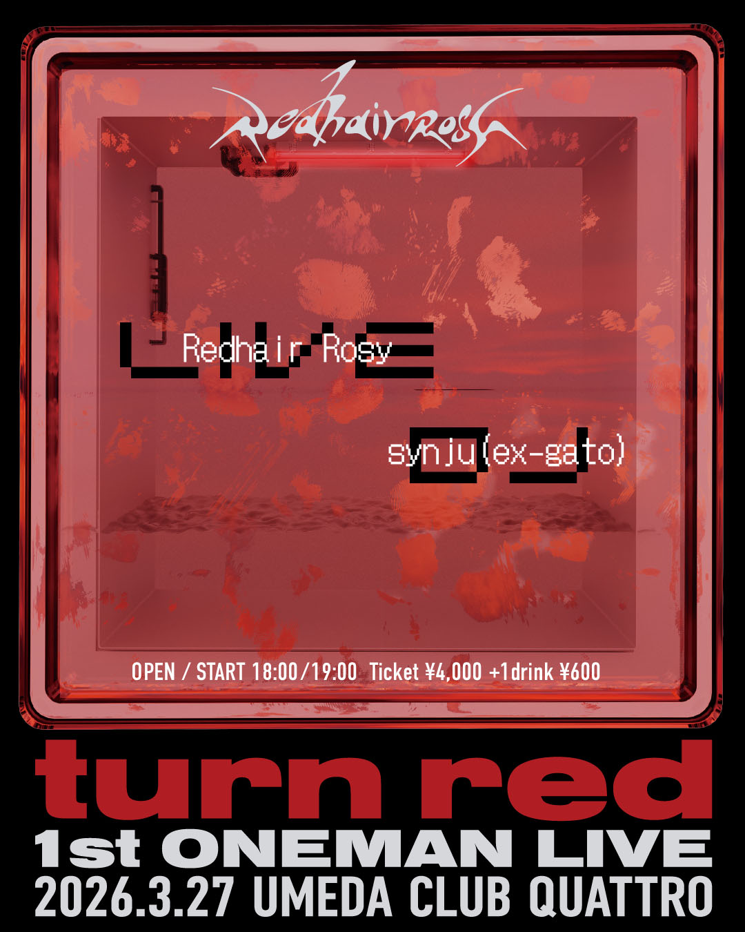 Redhair Rosy 1st ONEMAN LIVE「turn red」告知ビジュアル